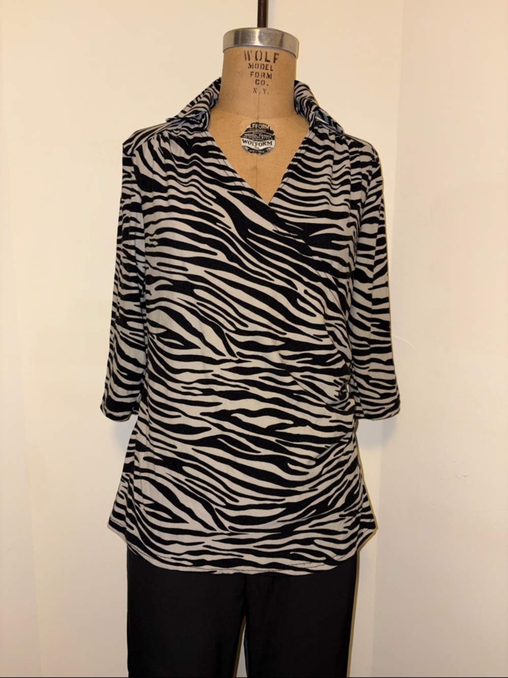 Unique Spectrum Zebra Print Wrap-Front Tunic - Black And White